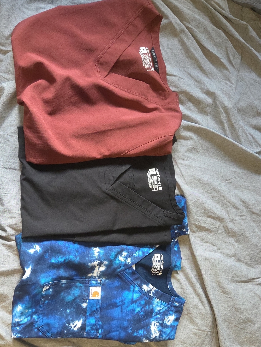 Carhartt Women's Short Sleeve Tees - Rust, Black & Blue Tie-Dye